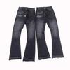 Mens Slim Fit Jeans Punk Style Distressed Printed Denim Pants Teens Casual Wear