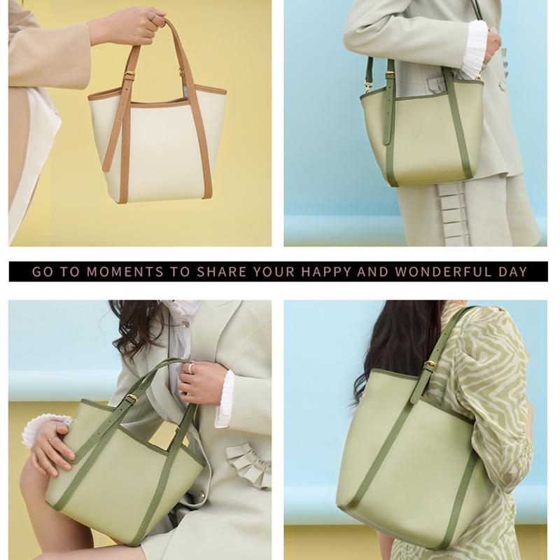 Spring/Summer Niche Genuine Leather Women's Bag Tote Bag Green Small Fresh Bucket Bag Hand Bill Shoulder Underarm Bag