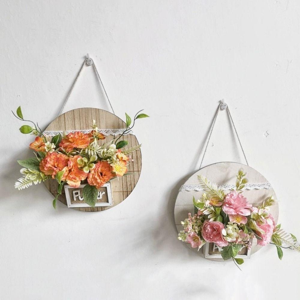 Creative Wood Wall Decoration Flower Basket Wall Mounted Round Wall Hanging Planter Decorative Dried Flower Basket Living Room