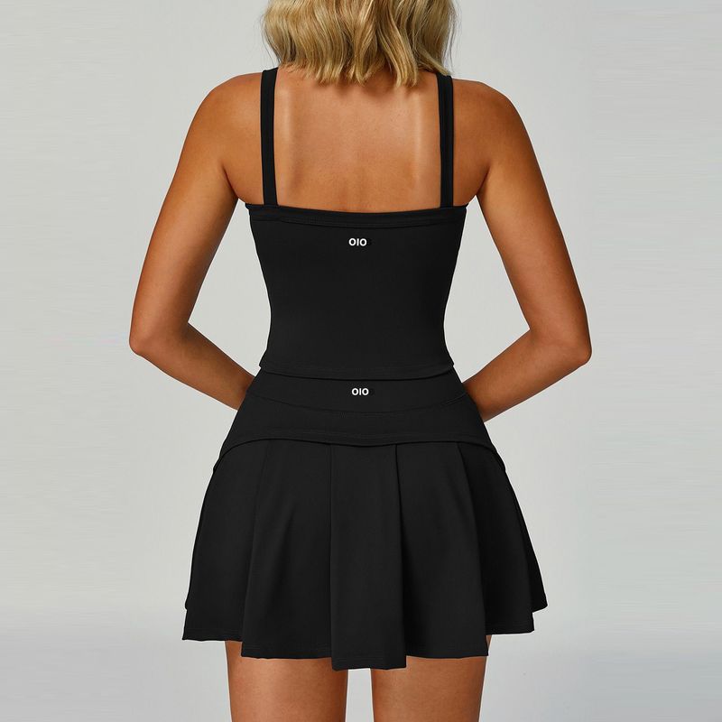 Oiob Yoga Suit Summer New Cami Waist Hugging Slimming Top Fitness Sports Leisure Tennis Short dress