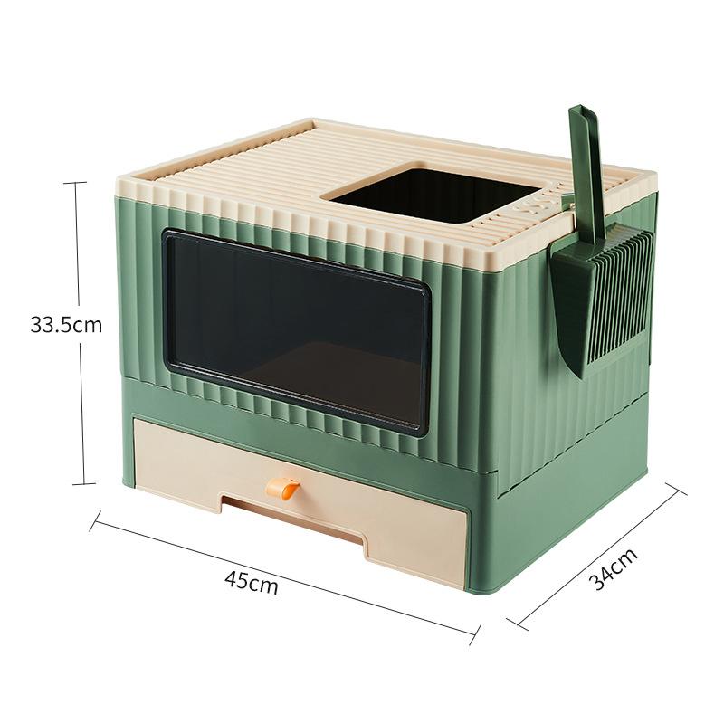 Drawer-type Foldable Cat Litter Box Household Semi-enclosed Anti-odor Cat Toilet Large Cat Poop Basin Potty Pet Supplies