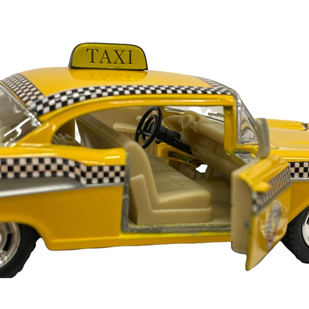 KiNSMART 1957 Chevrolet Bel Air Coupe Classic Taxi Cab Scale Diecast Metal Model Toy Car 5-Inch 140