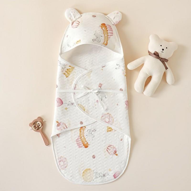 Newborn Cotton-Like Swaddle Blanket Fall Winter Sleep Anti-Startle Wrap 75x85cm Soft Baby Cocoon Sleeping Bag
