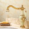 Bathroom Faucet Brass and Jade Faucet Bathroom Basin Faucet Sink Mixer Tap Gold Sink Faucet Bath Basin Sink Faucet