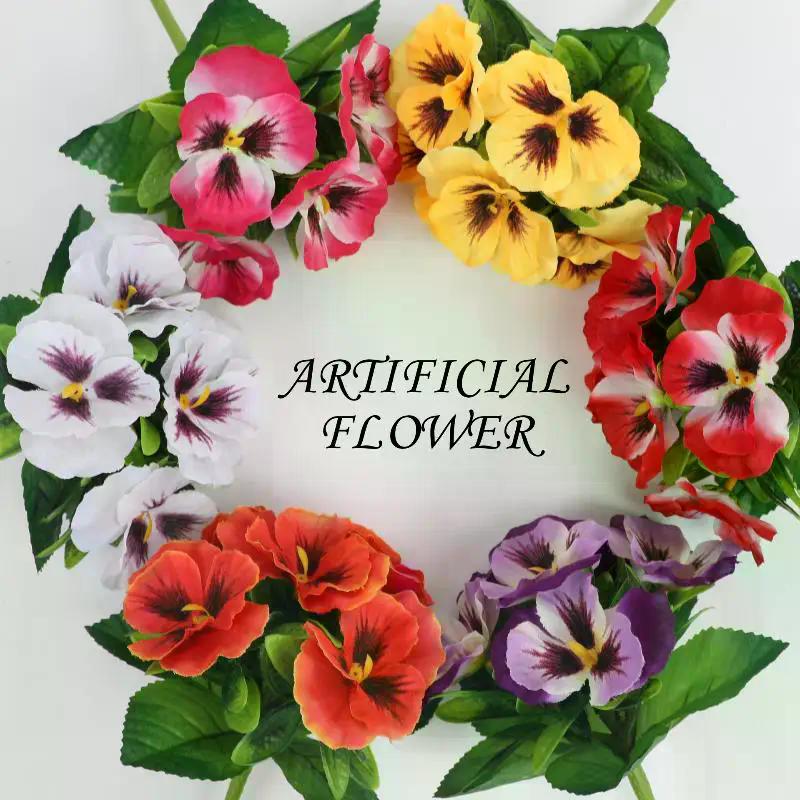 Silk Cloth Artificial Pansy Flowers DIY Phalaenopsis Simulated Rose Bouquet Soft Dyed Edged Flower Bouquet Photography Props