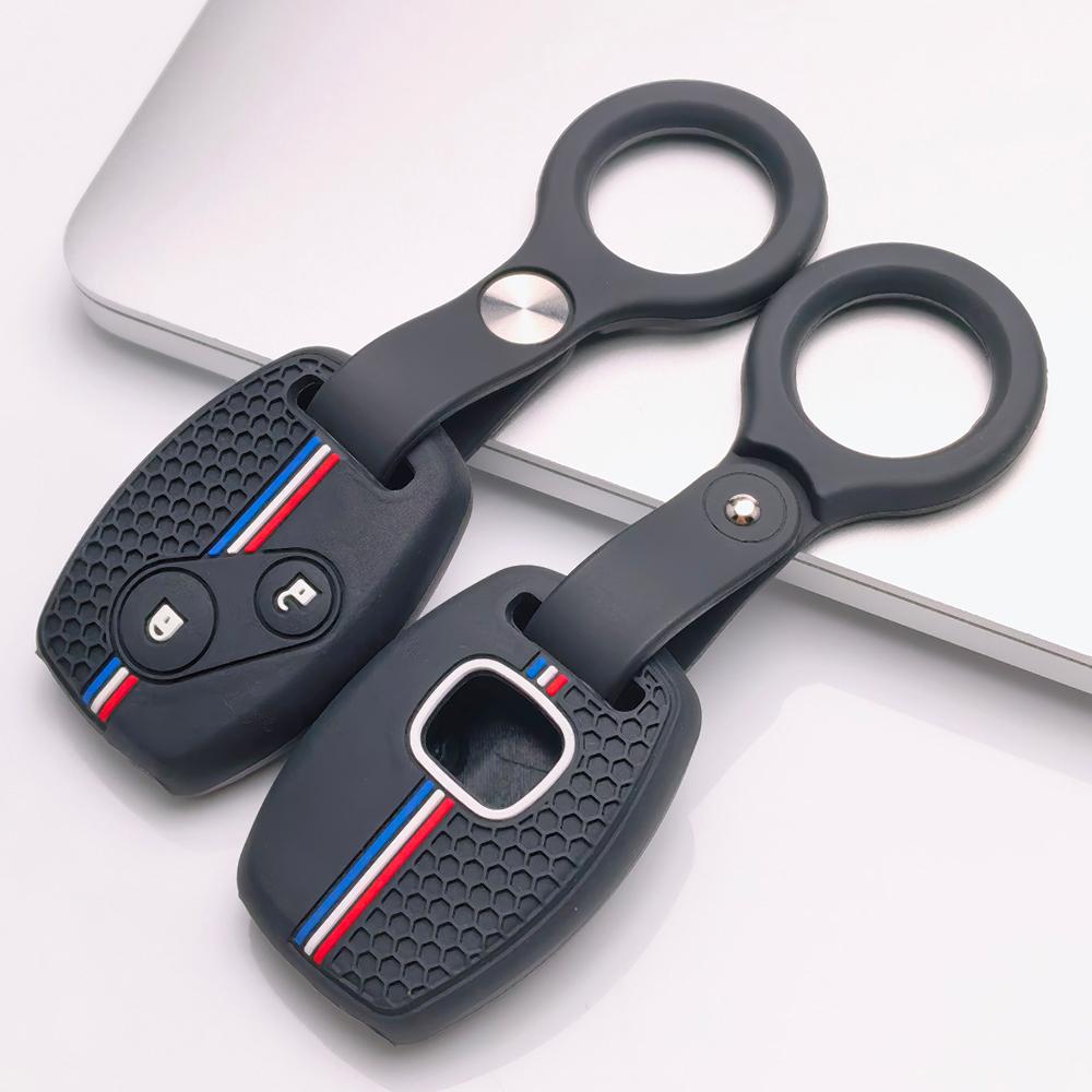 Key Fob Cover for Honda Accord Civic CR V City Jazz Fit Pilot with Keychain Anti-Scratch Surface Shockproof Structure Soft Grip Texture