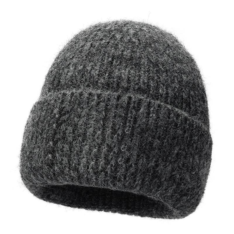 Winter Cashmere Knitted Hat Outdoor Thick Warm Wool Hat Cold-Proof Hat
