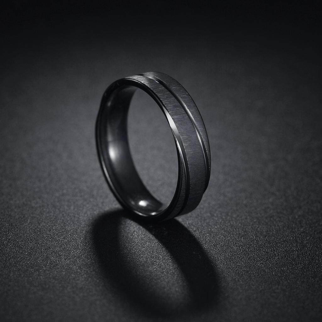 Fede in Tungsteno Nero Anelli Punk Trama d'Acciaio per Uomo Donna Scanalatura Fibra di Carbonio Anello alla Moda