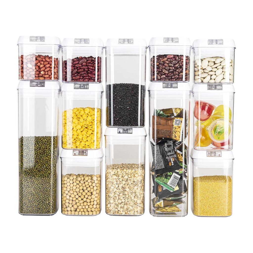 Recipientes de Vácuo de Plástico Herméticos para e Conjunto x 800ml x 1200ml x Herméticos e Café, Massa, Farinha, Açúcar, Pó, Lanches, Chá, Mais. 7 peças (1500ml