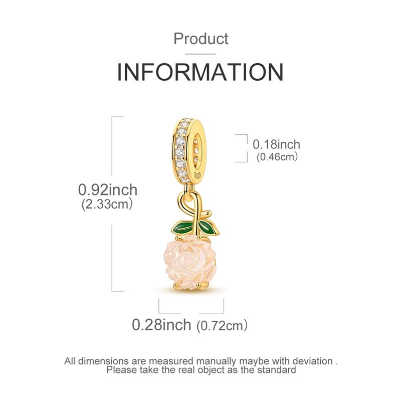 Copper Luminous Rose Pendant Charms Jewellery Fit Originalbracelet Necklace For Women Diy Gift