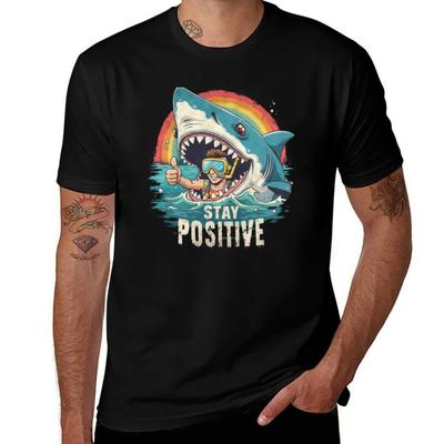 Lustiges Bleib Positiv T-Shirt T-Shirts für Mann Packung Baumwolle Baumwoll-T-Shirts hohe Qualität T-Shirt
