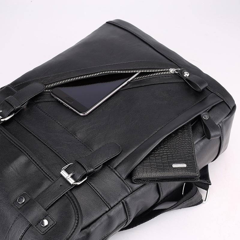 Men's Large Capacity PU Leather Business Laptop Backpack