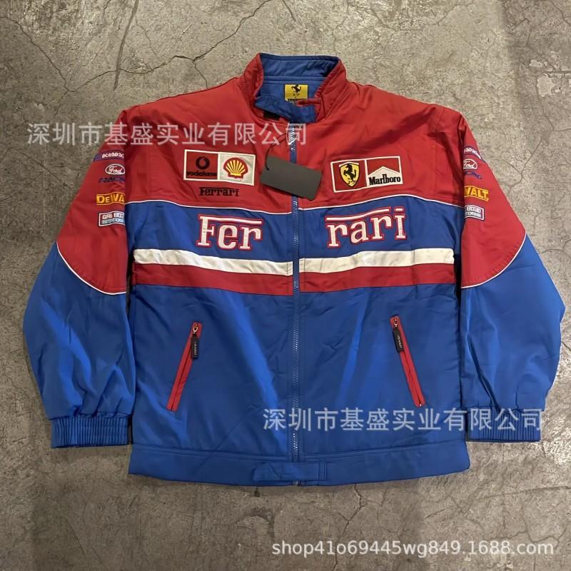 Men Women Racing Style Embroidered Motorcycle Jacket Cycling Windproof Outerwear Winter Sport Riding