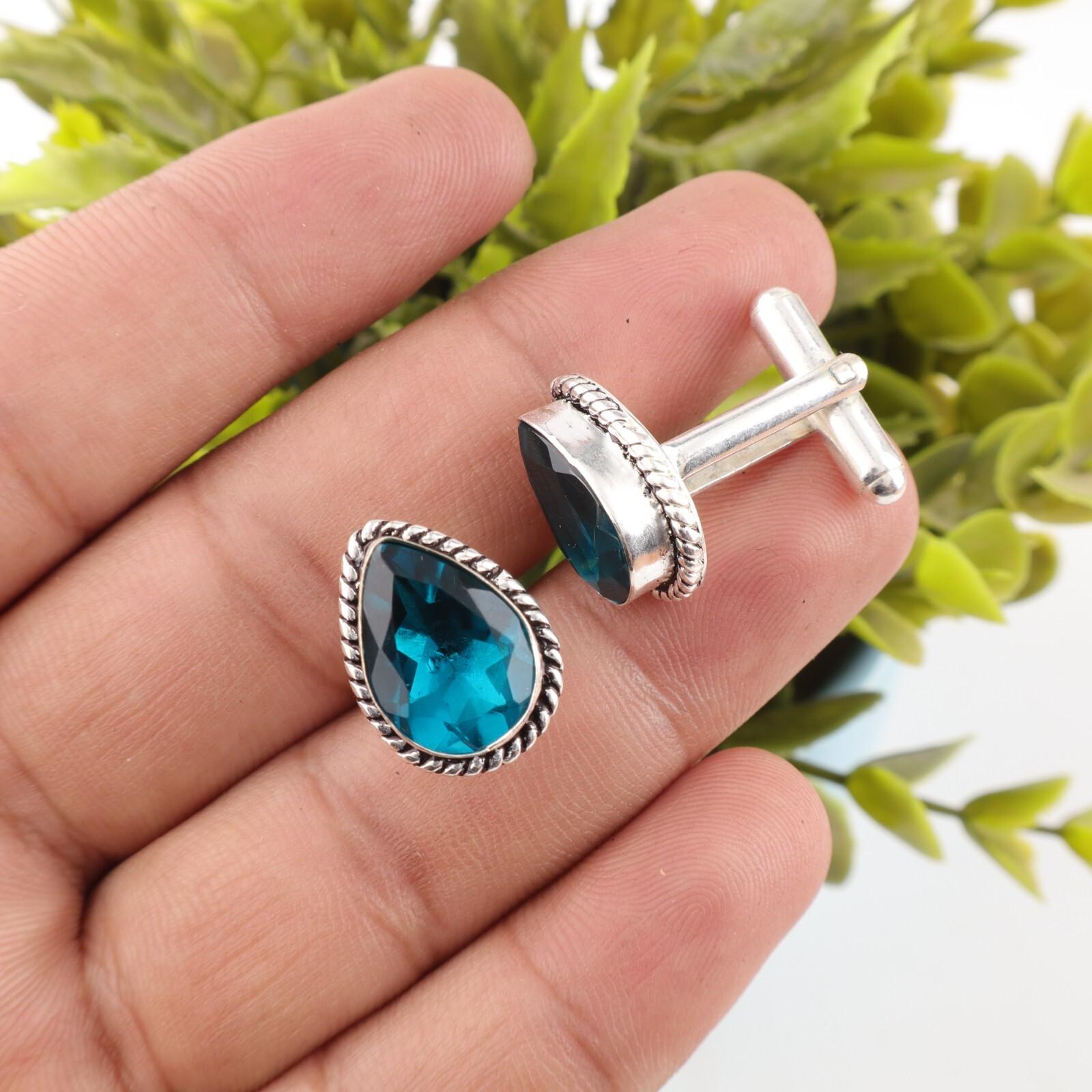 

Запонки с апатитом, серебро 925 пробы, ручная работа, подарок для сына CL-5-14