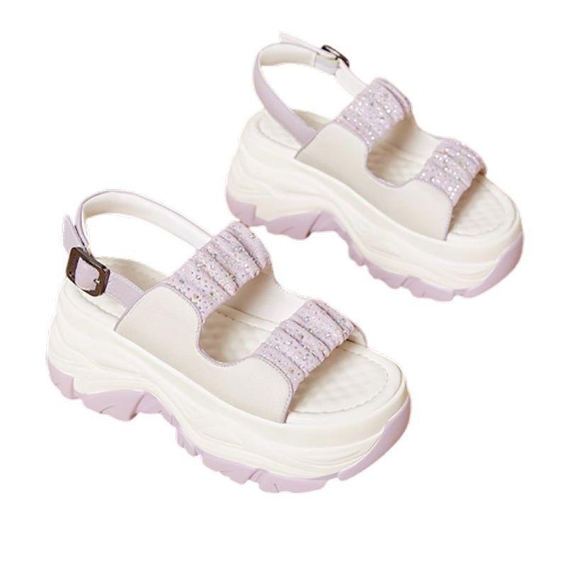 Mote Moderne Kilesandaler for Damer Platform Sommer Nye Høye Sandaler Dame Høydeøkende Sko Damer Tykksålede Sko