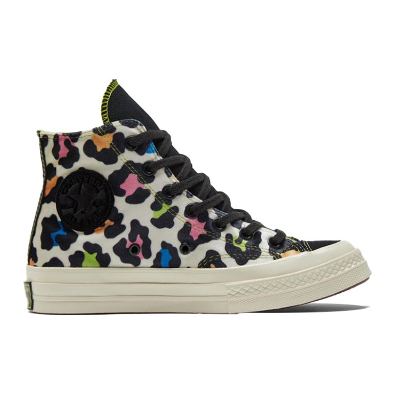 Converse Anni '70 Chuck Taylor All Star Stampa Leopardo Tendenza Scarpe Alte Espadrillas Donna Colore Bianco e Nero