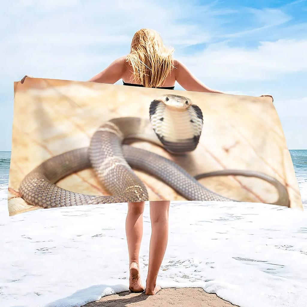 Snake Beach Towel Oversized Microfiber Bath Towel,Super Absorbent Sand Free Cool Swim Travel Spa Sport Towels for Reptile Lovers