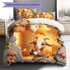 goat Pattern Bedding Quilt Set Quilt Cover Pillowcase Home Decoration Birthday Gift (1 * duvet cover + 2 * pillowcase, without core)
