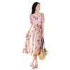 Xiangying Floral V-Neck Midi Dress