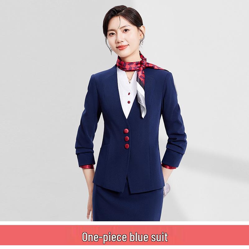 Women's Professional Flight Attendant & Receptionist Suit - Elegant Skirt Set for Beauticians and Hotel Staff