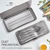 Flatware Trays with Lid 3 Pcs Cutlery Chopsticks Organizer Drain rack for Kitchen Drawer, Silverware Holder Storage Box with Cover, Utensil Drawer