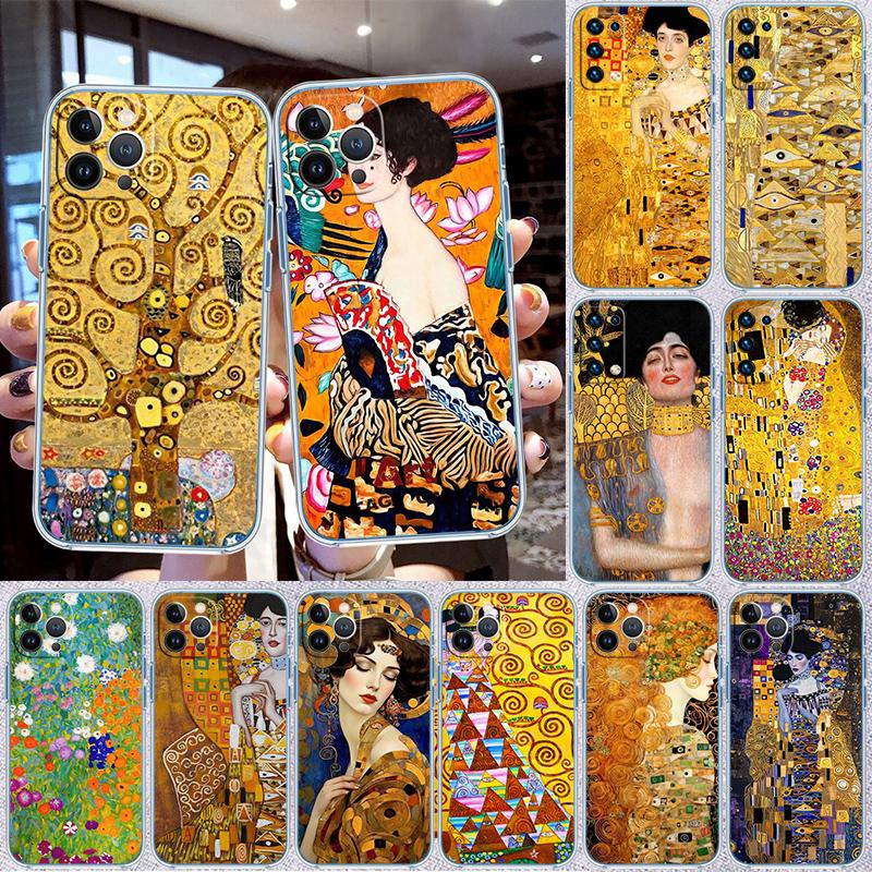 QE14 Gustav Klimt Transparent Phone Case for Samsung Galaxy A04 A04S A14 A23 A34 A54 M23 M33 M52 M53