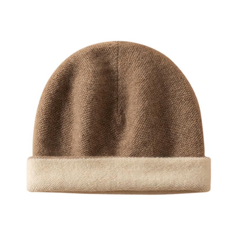Women's 100% Pure Cashmere Double-Sided Beanie - Warm, Versatile Knit Hat for Autumn/Winter