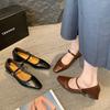Evening Temperament Commuter Shoes Spring Korean Version Fairy Thick High Heels Mary Jane Small Leather Shoes