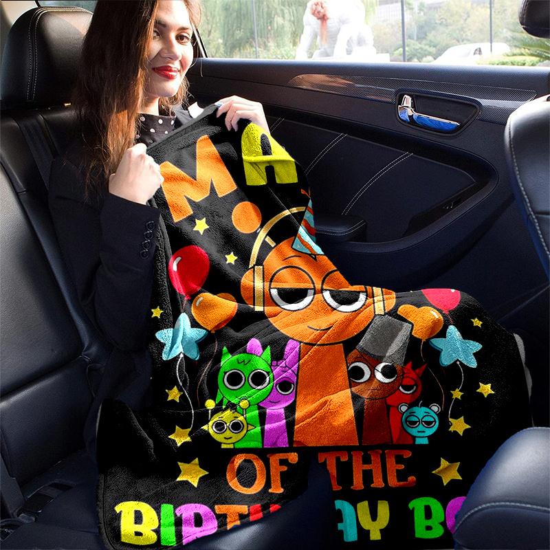 1pc Birthday Cartoon Character Print Blanket, Home Decor, Couch Throw .B061