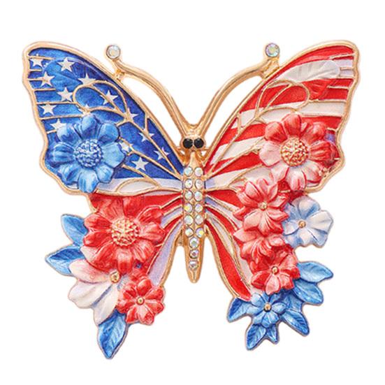 US 250th Anniversary Pin Enamel Rhinestone American Flag Pattern Brooch Stable Buckle Pin