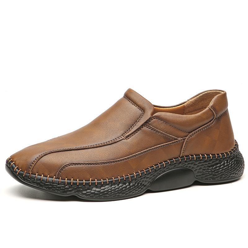 

Мужская кожаная обувь большого размера 2025 весна новая ручной работы плоская повседневная обувь деловая ретро внешняя торговля обувь для вождения 48 хаки