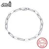 EFFIE QUEEN 925 Sterling Silver Stacking Paperclip Chain Bracelets Chunky Dainty Link Chain Bracelet Party Jewelry Gift SB109