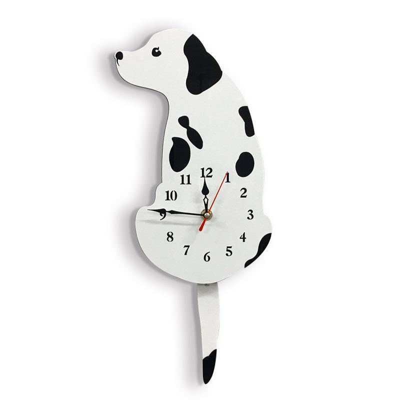 Cute Wagging Tail Cat Dog Design Wall Clock Kids Bedroom Wall Decoration Unique Gift Creative Cartoon Mute DIY Wall Clocks