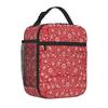 Red Black Paisley Mandala Lunch Box Portable Insulated Lunch Bag Reusable Cooler Tote Bag for Women Men Work Picnic Beach Hiking