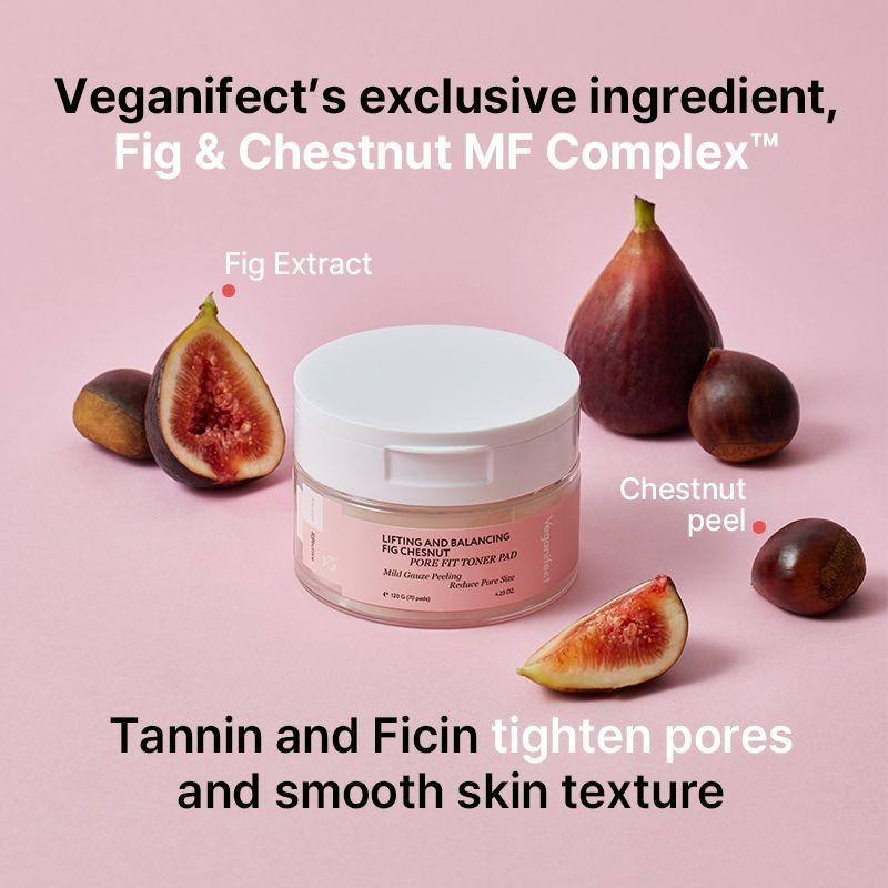 [Veganifect] Lifting And Balancing Fig Chestnut Pore Fit Toner Pad (70ea)