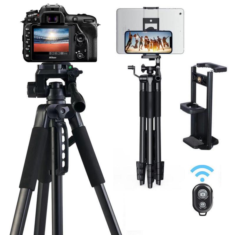 1.7m Cross DSLR Camera & Phone Tripod with Bluetooth for Live Broadcast & Photography.