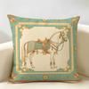 Luxury Vintage Horse Lion Cushion Cover Durable Hypoallergenic Organic Linen Pillow Cover Short Size Washable Skin-Friendly