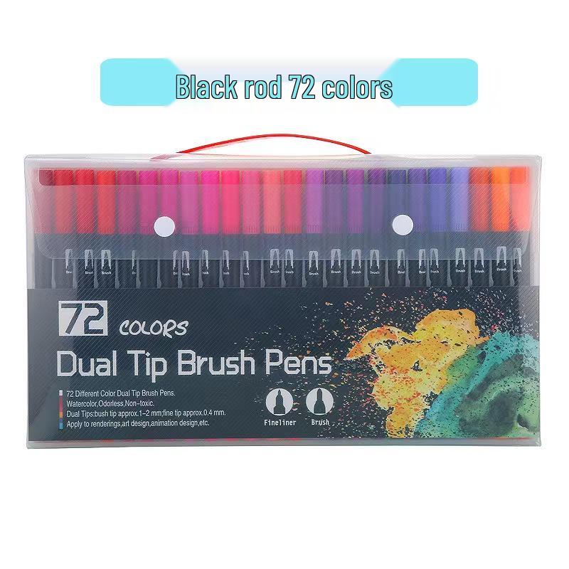 Washable Water-based Double-headed Watercolor Pens for Children - Soft-tip Markers and Brush Set