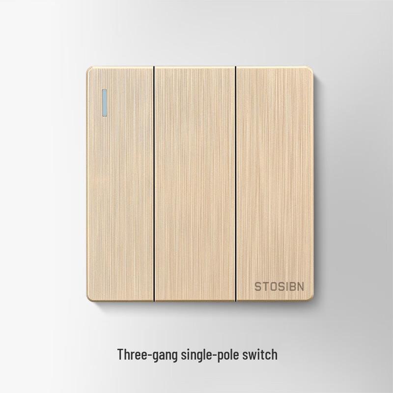 STOSIBN Gold Three-Gang Single Control Switch Panel