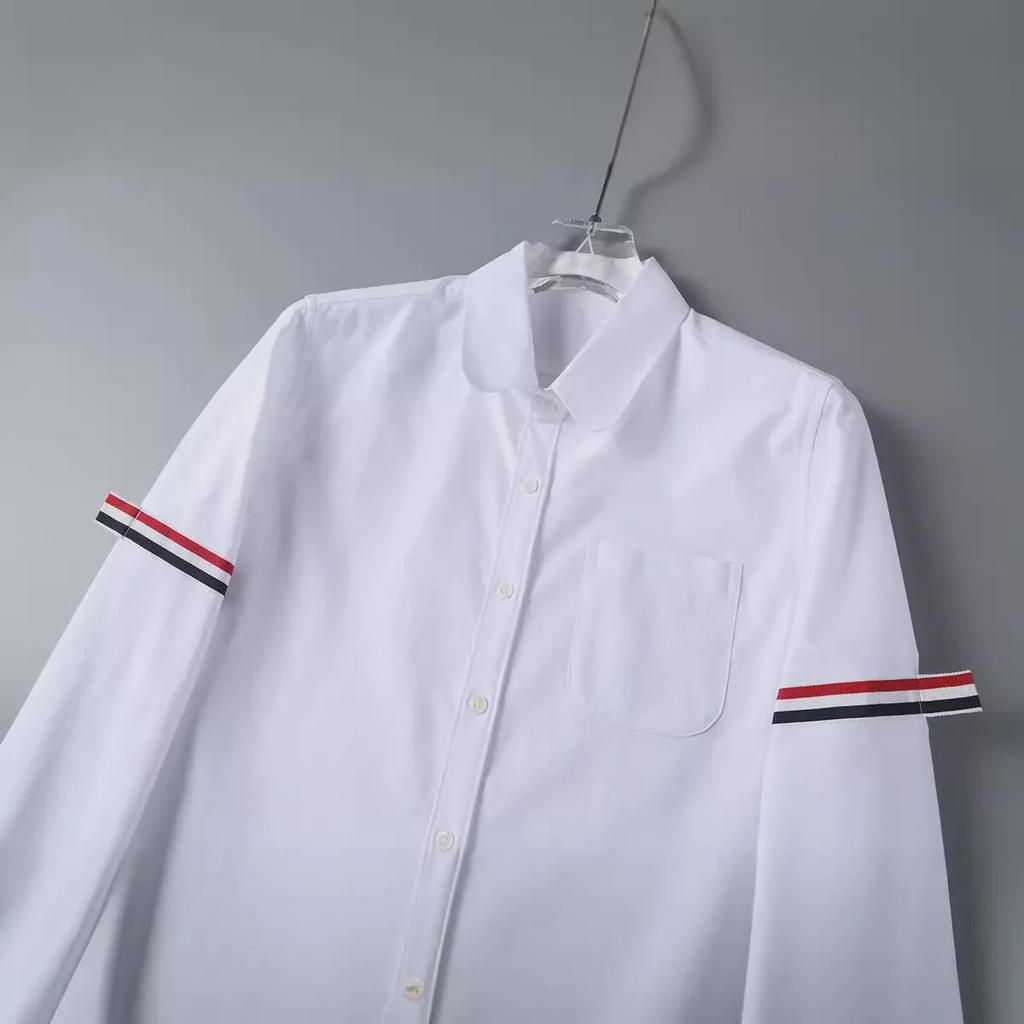 TB JL Haut Court en Tissu Oxford pour Femme - Style Collège, Ventre Découvert, Manches Longues, Chemise Taille Haute