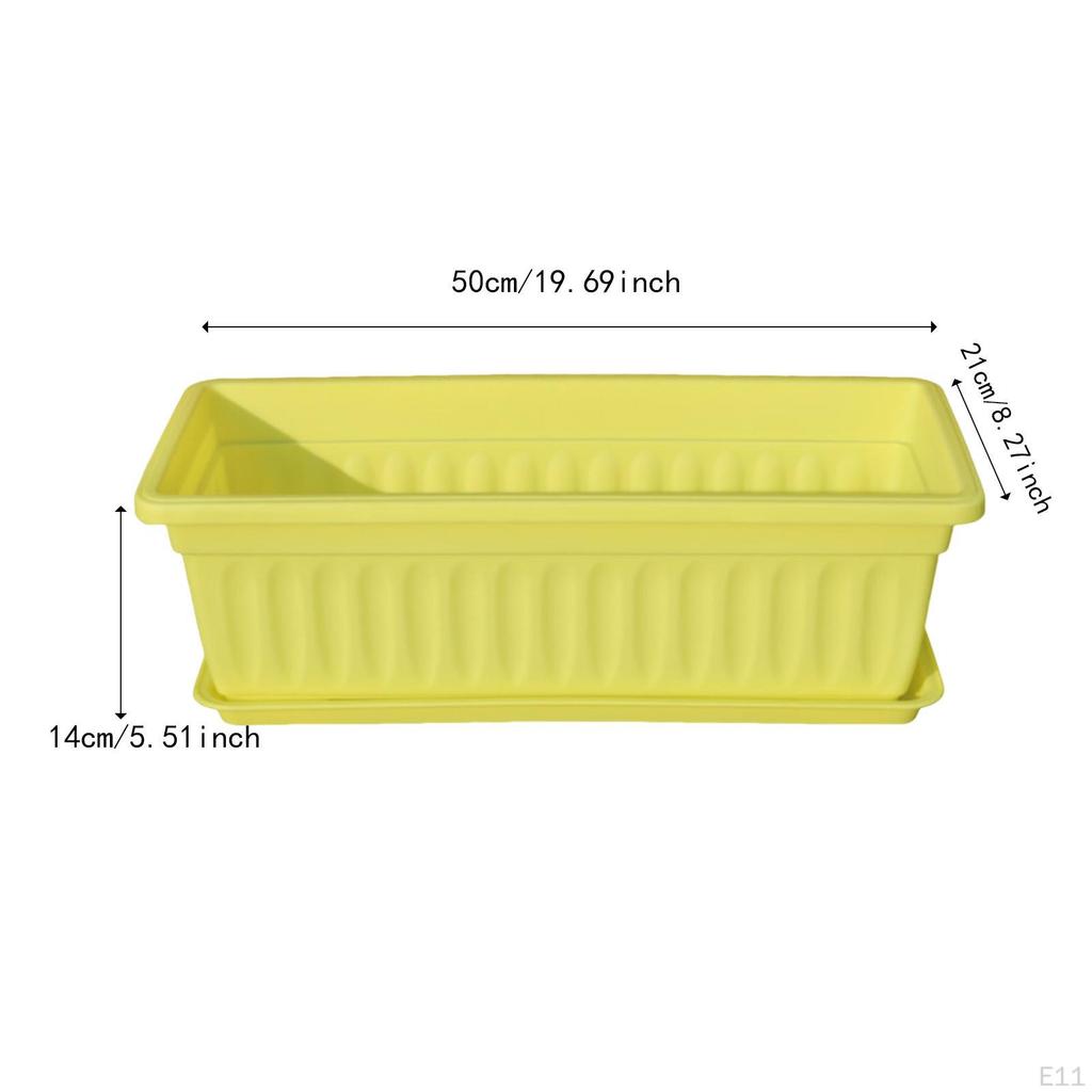 Flower Pot Window Box Planter Decoration with Saucers for Gardening Nursery Entrance Railing Outside