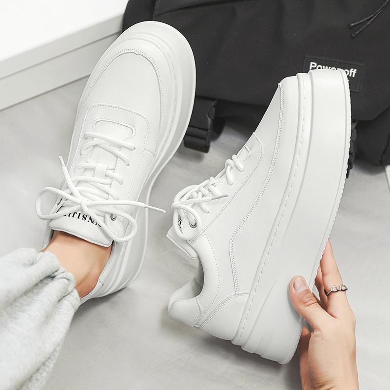 Fashion New Men's White Patent Leather Height Increasing Shoes Male Sports Walking Sneakers Tenis Masculino Zapatos Hombre