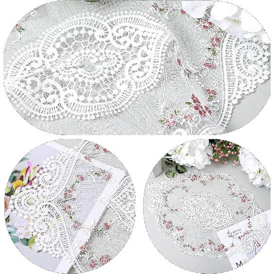 2Pcs Lace Doilies for Tables, Doilies for Furniture Handmade Embroidered Retro French Style, Floret Lace Vase Mats for Furniture Nightstand Room