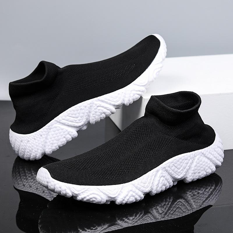 Socks and shoes men's winter new breathable mesh fly-woven sneakers lazy large size men's shoes
