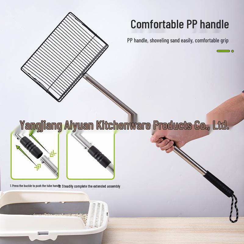 Large Stainless Steel Scoop for Cat Litter, Chicken Poop & Feathers, Tofu Litter, and Quail Cleanup with Long Handle