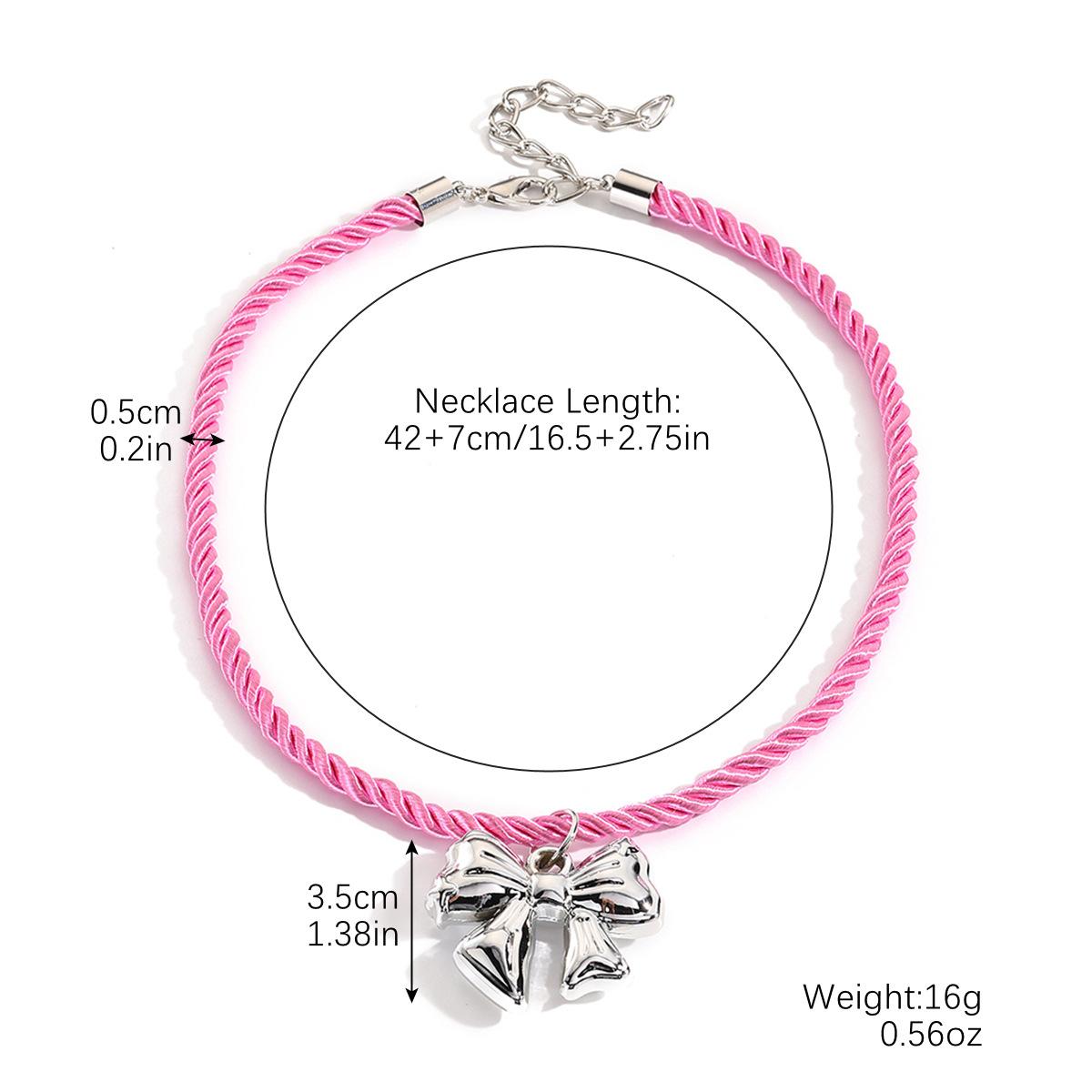 

Женское ожерелье с персонализированным кулоном в виде банта и сердца в стиле хип-хоп, красочная веревочка, простое ожерелье, красивое элегантное ожерелье для нее