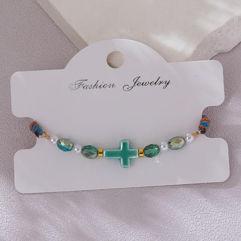 Colorful Cross Braided Bracelet For Women Bohemia  Pearls Adjustable Bracelet Friendship Jewelry