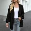 Women Autumn Winter Lantern Long Sleeve Cardigan Sweater Open Front Solid Color Mid-length Knitting Coat Streetwear