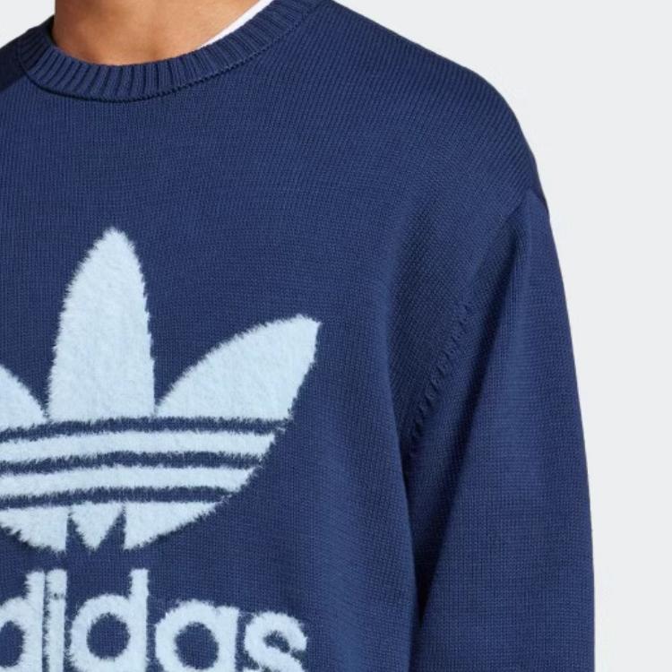 Adidas Originals SS25 Classic Sports Series Warm Comfortable Skin-Friendly Long Sleeve Sweatshirt Men Sweatshirt Deep-Indigo JC6349