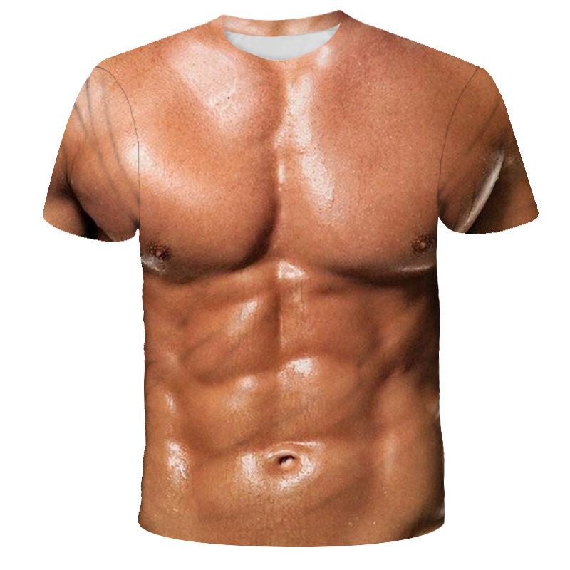 Suitable for Both Men Women Spring Summer Printed 3D Muscle Strong Men's Trendy Fashionable T-shirt